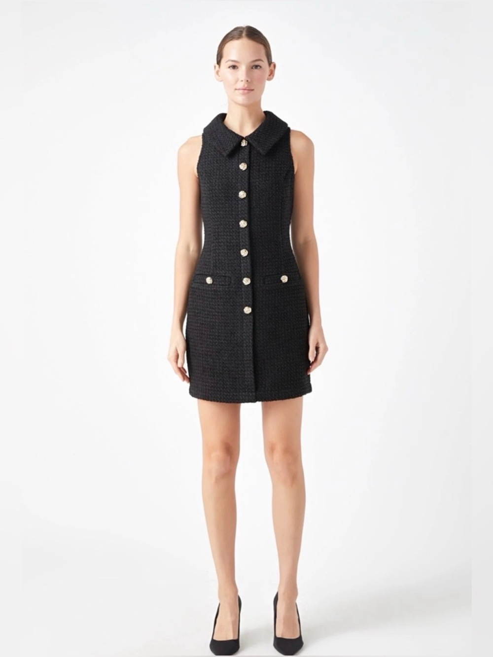 Endless Rose- Sleeveless halter tweed dress size L